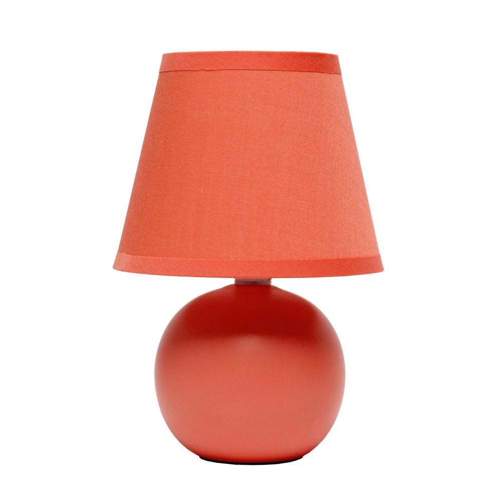 Creekwood Home Nauru Petite Ceramic Orb Table Lamp, 8-11/16inH, Orange Shade/Orange Base