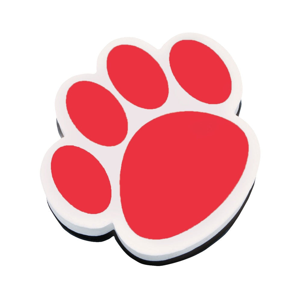 Ashley Productions Magnetic Whiteboard Erasers, 3 3/4in, Red Paw, Pack Of 6