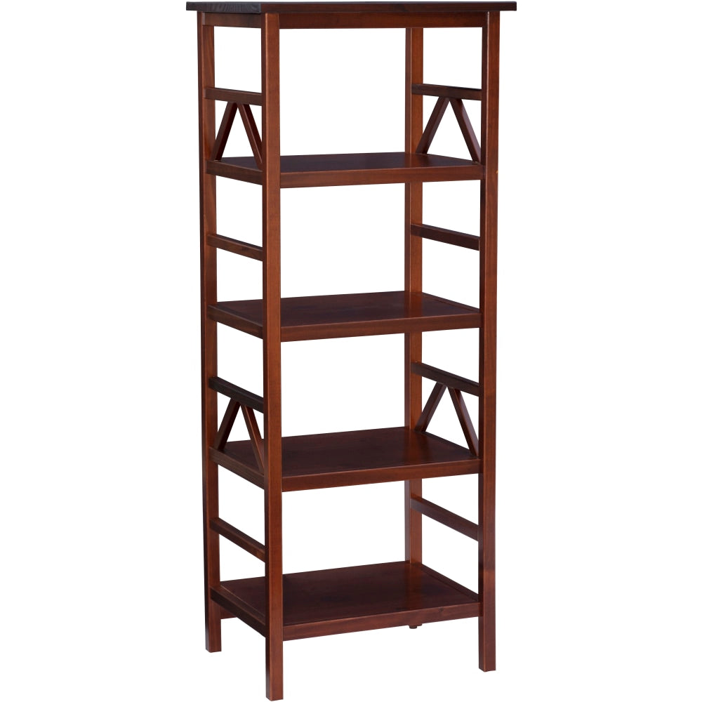 Linon Rockport 55inH 4-Shelf Home Office Bookcase, Antique Tobacco