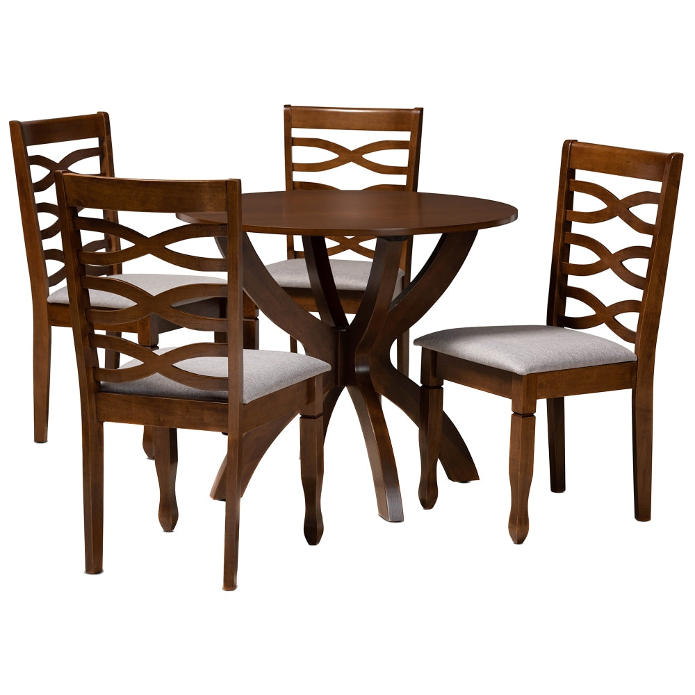 Baxton Studio Aspen Dining Set, 29-15/16inH x 35-7/16inW x 35-7/16inD, Gray/Walnut