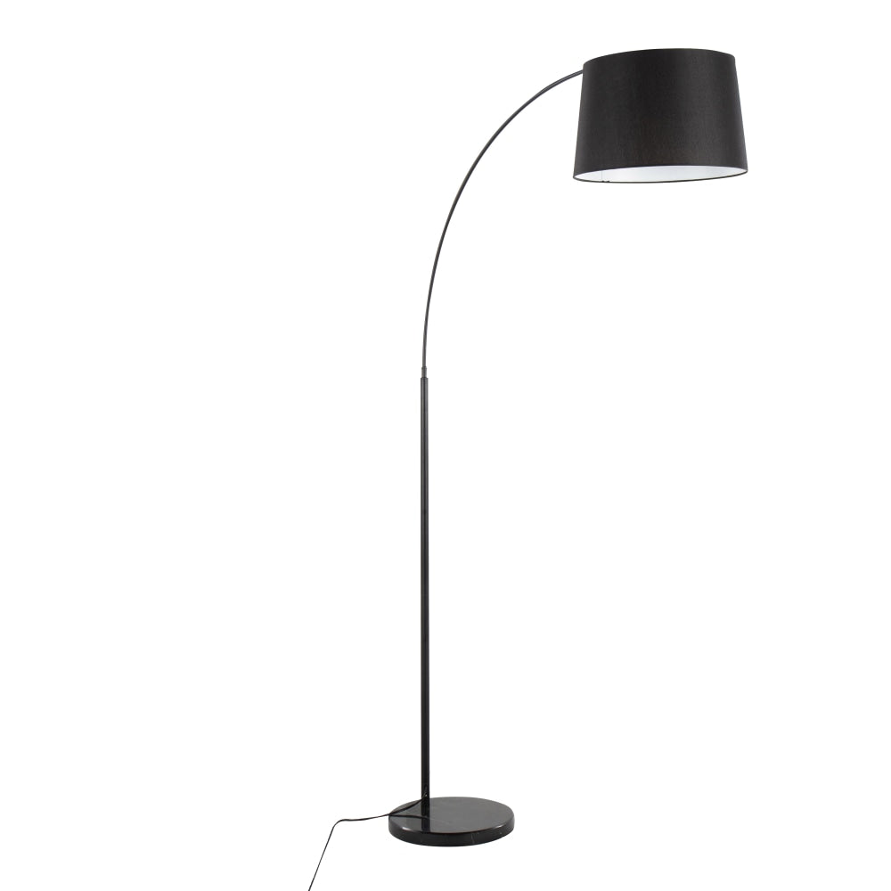 Lumisource March Floor Lamp, 74inH, Black Shade/Black Marble/Black Base