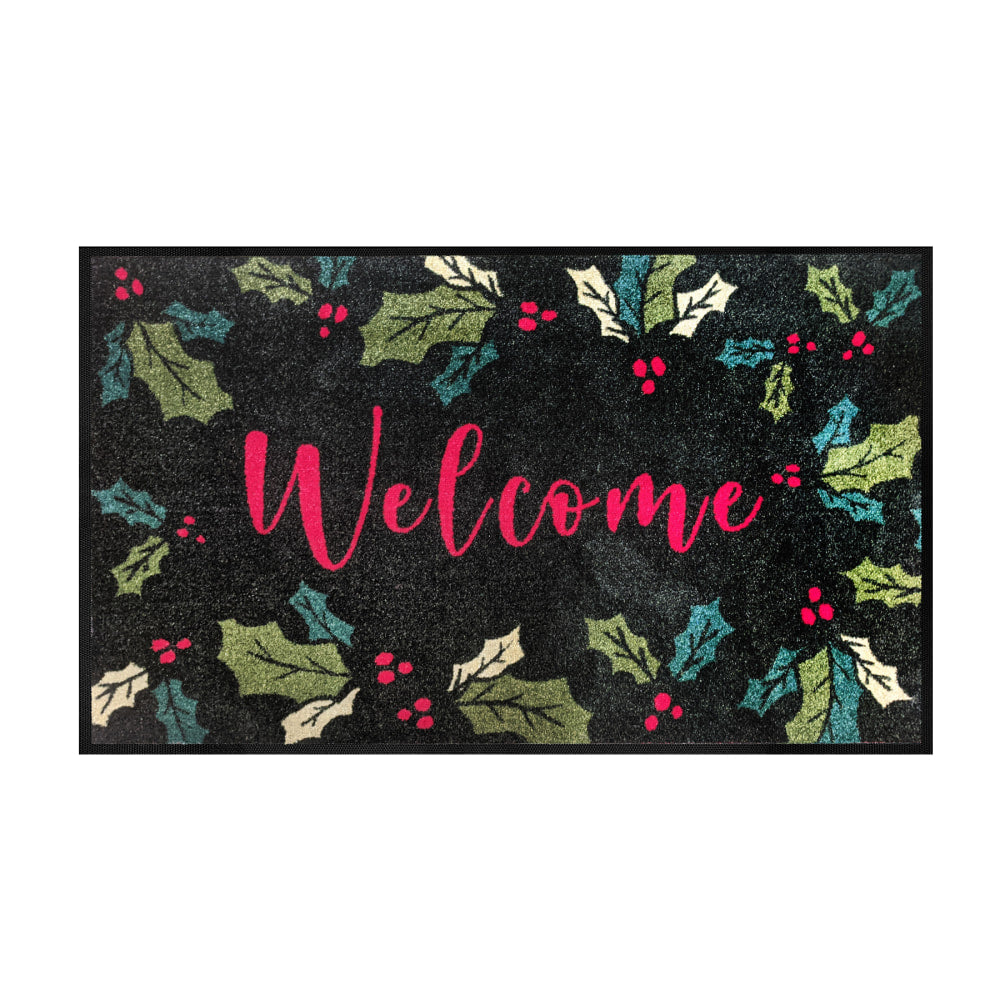 M+A Matting Message Mat, 35in x 59in, Welcome Holly Green