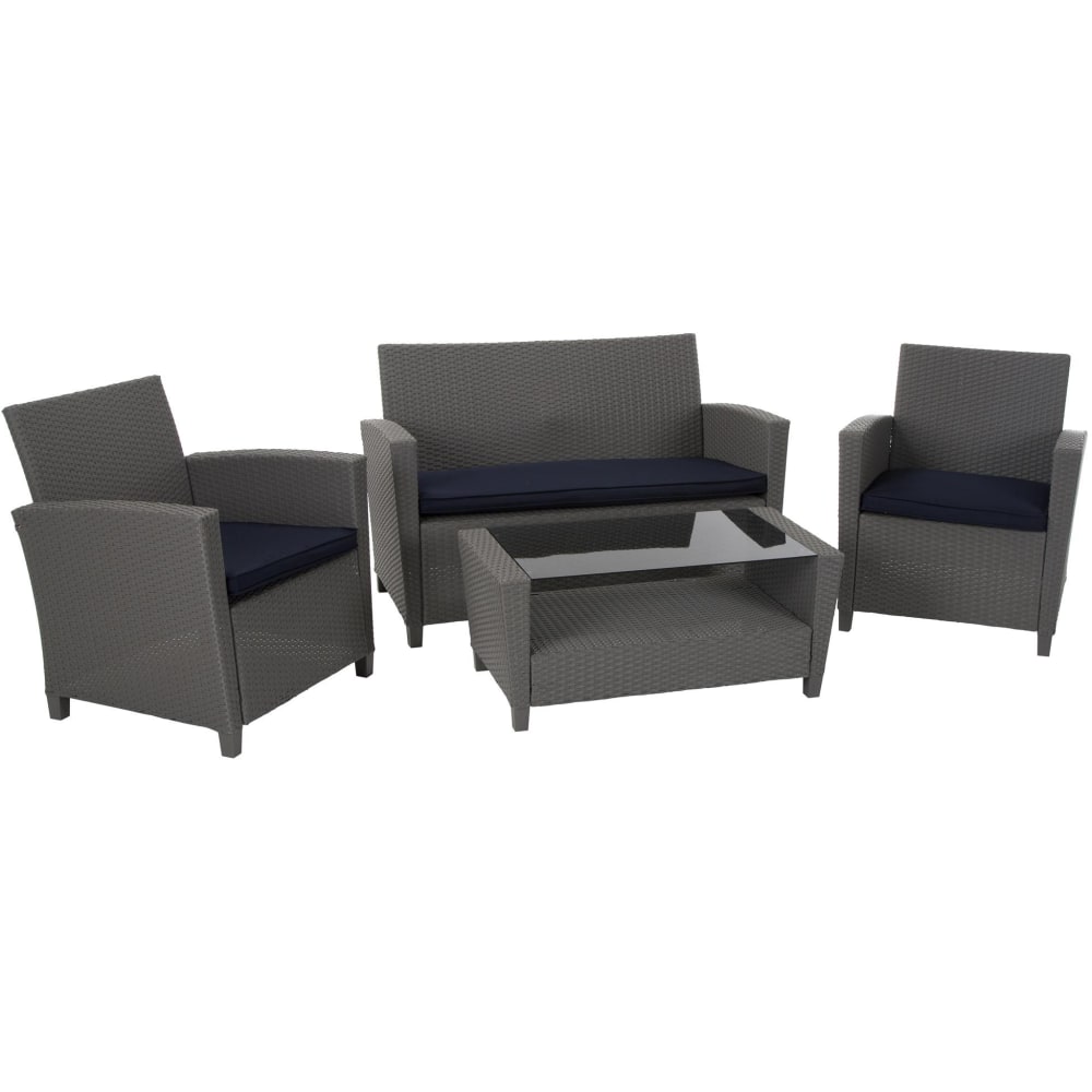 COSCO Malmo Outdoor 4-Piece Conversation Set, Gray/Navy