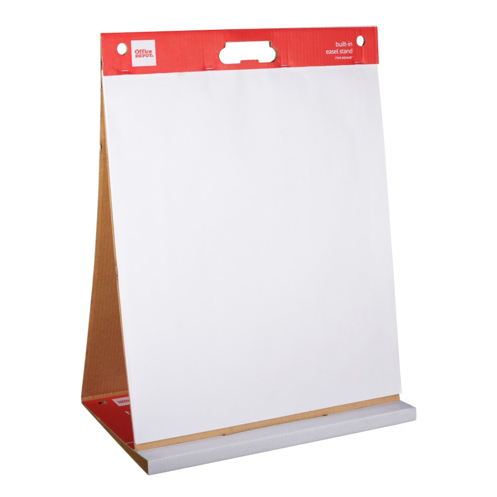 Office Depot Brand Easel Pad, 20in x 23in, Tabletop with Built-In Stand, 25 Sheets, 30% Recycled, White