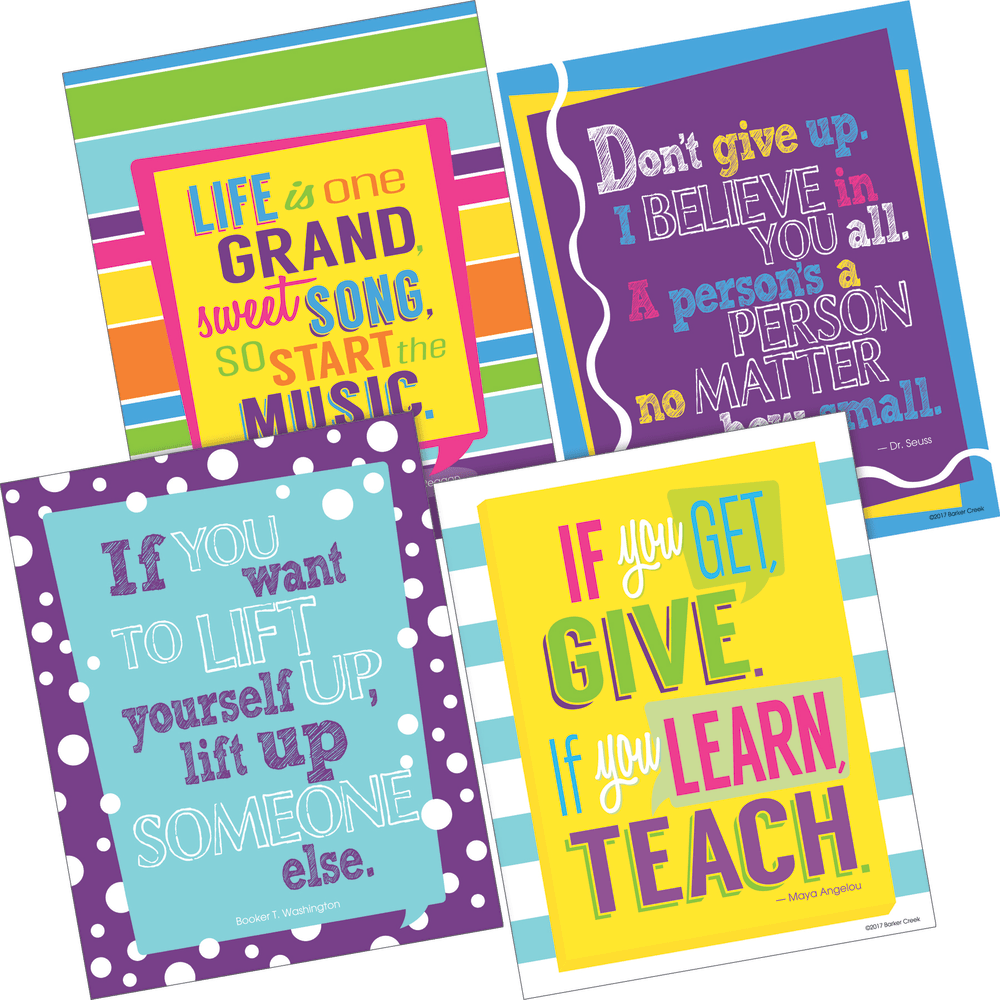 Barker Creek Art Print Set, 8in x 10in, I Believe In You Happy Collection, Pre-K To College, Pack Of 4