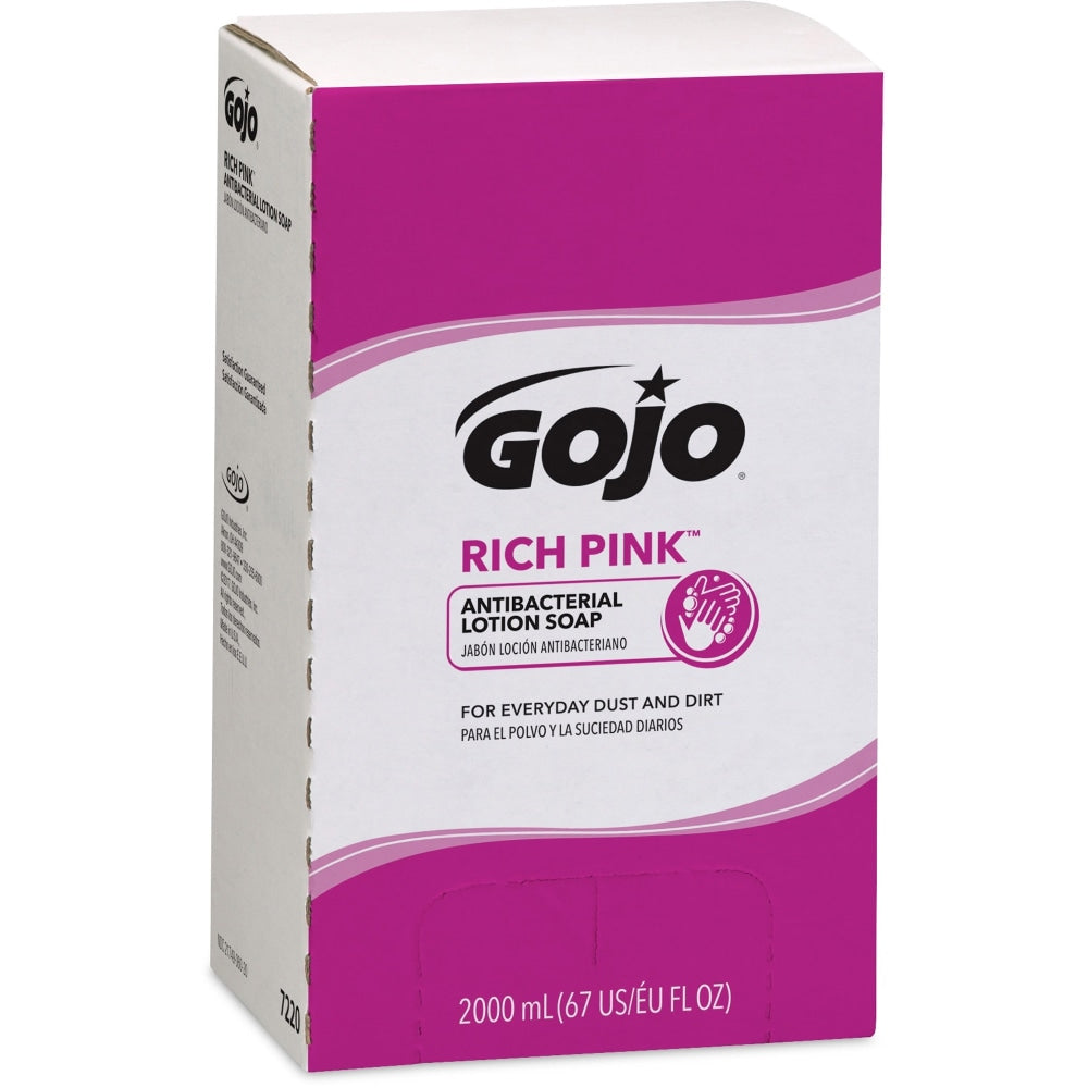 Gojo Rich Pink Antibacterial Lotion Hand Soap, Floral Scent, 67.63 Oz.