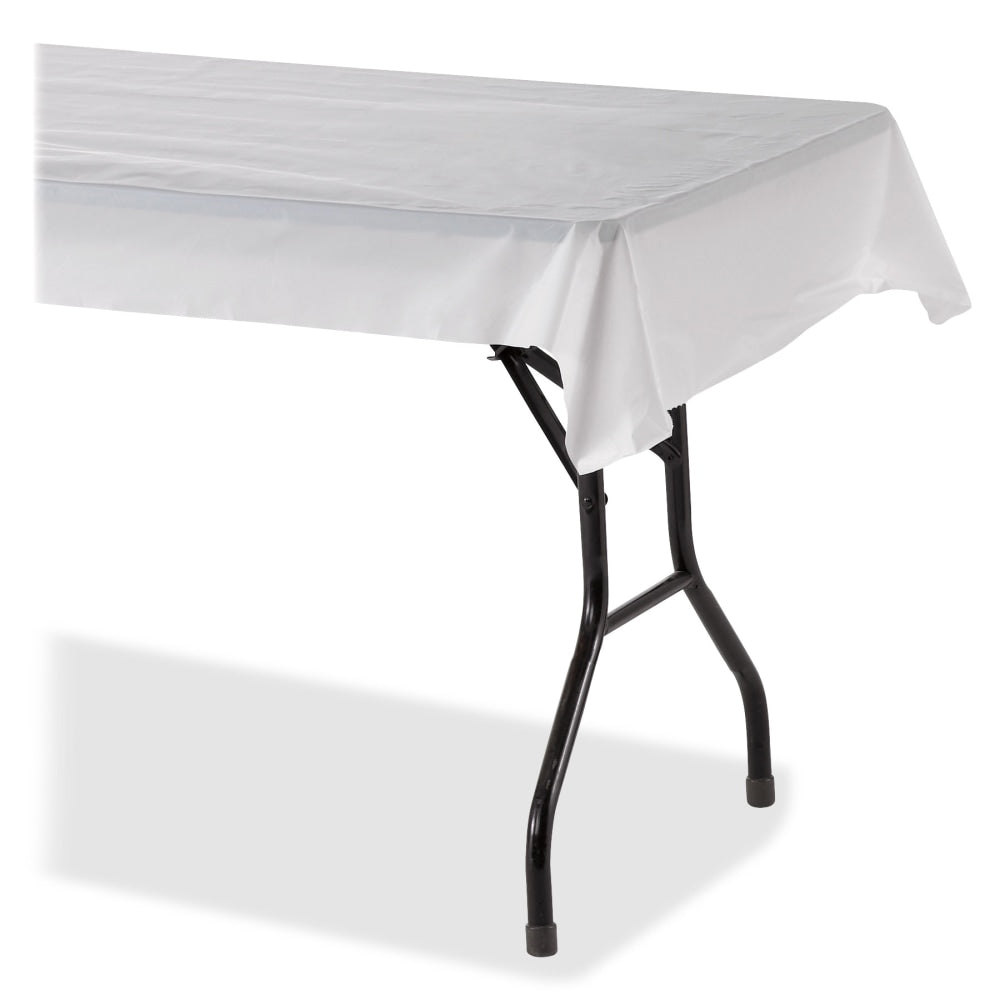 Genuine Joe Banquet-size Plastic Tablecover - 300 ft Length x 40in Width - 6 / Carton - Plastic - White