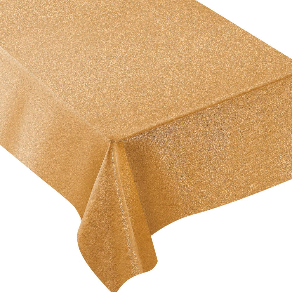 Amscan Metallic Fabric Table Cover, 60in x 104in, Gold