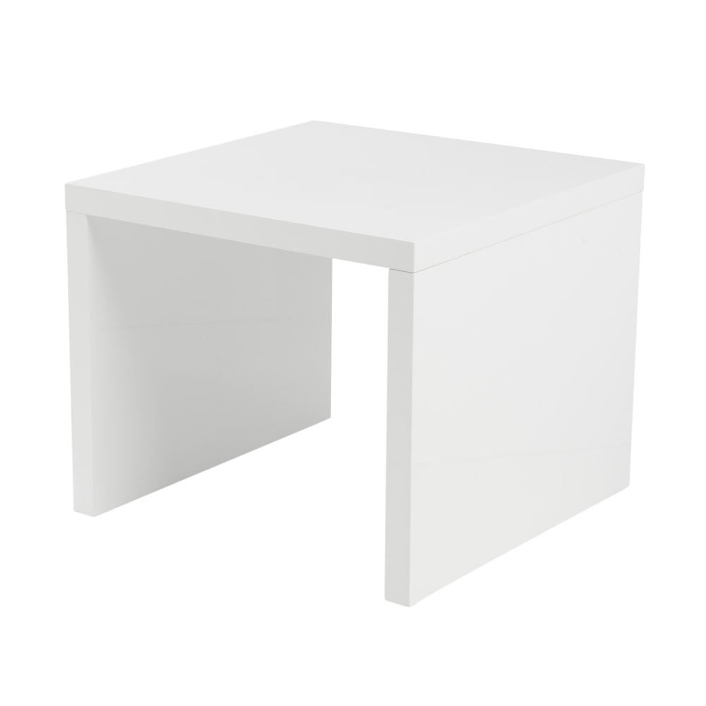 Eurostyle Abby Square Side Table, 20-1/8inH x 23-3/5inW x 23-3/5inD, High Gloss White