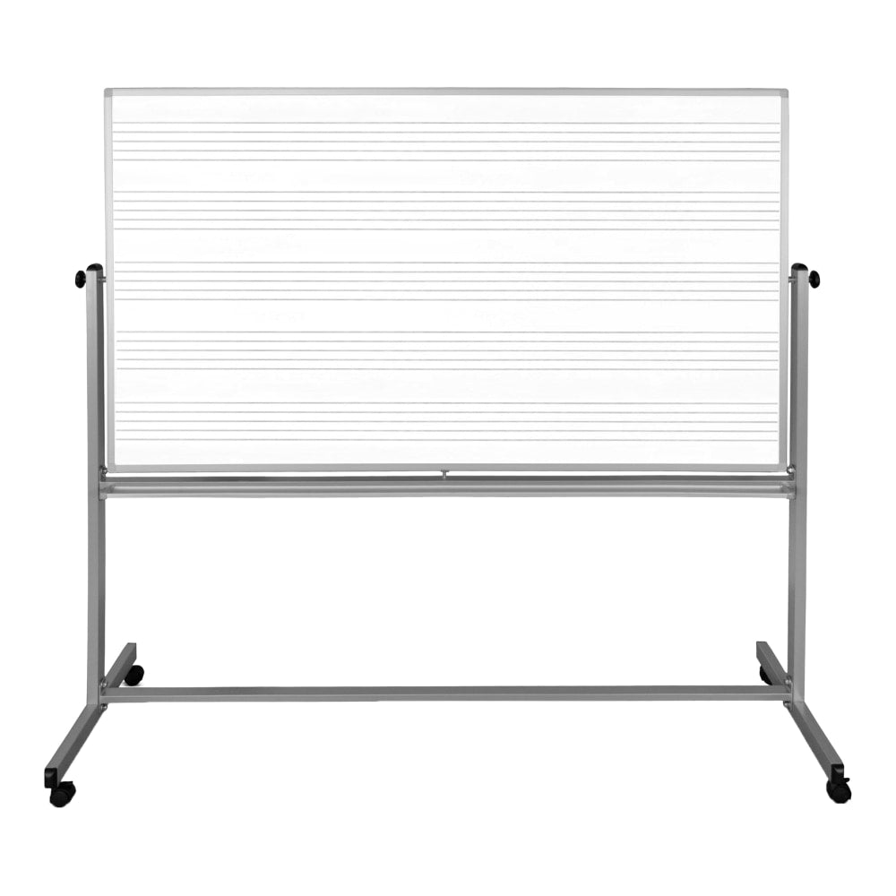Luxor Magnetic Double-Sided Mobile Music Dry-Erase Whiteboard, 72in x 48in, Aluminum Frame With Silver Finish