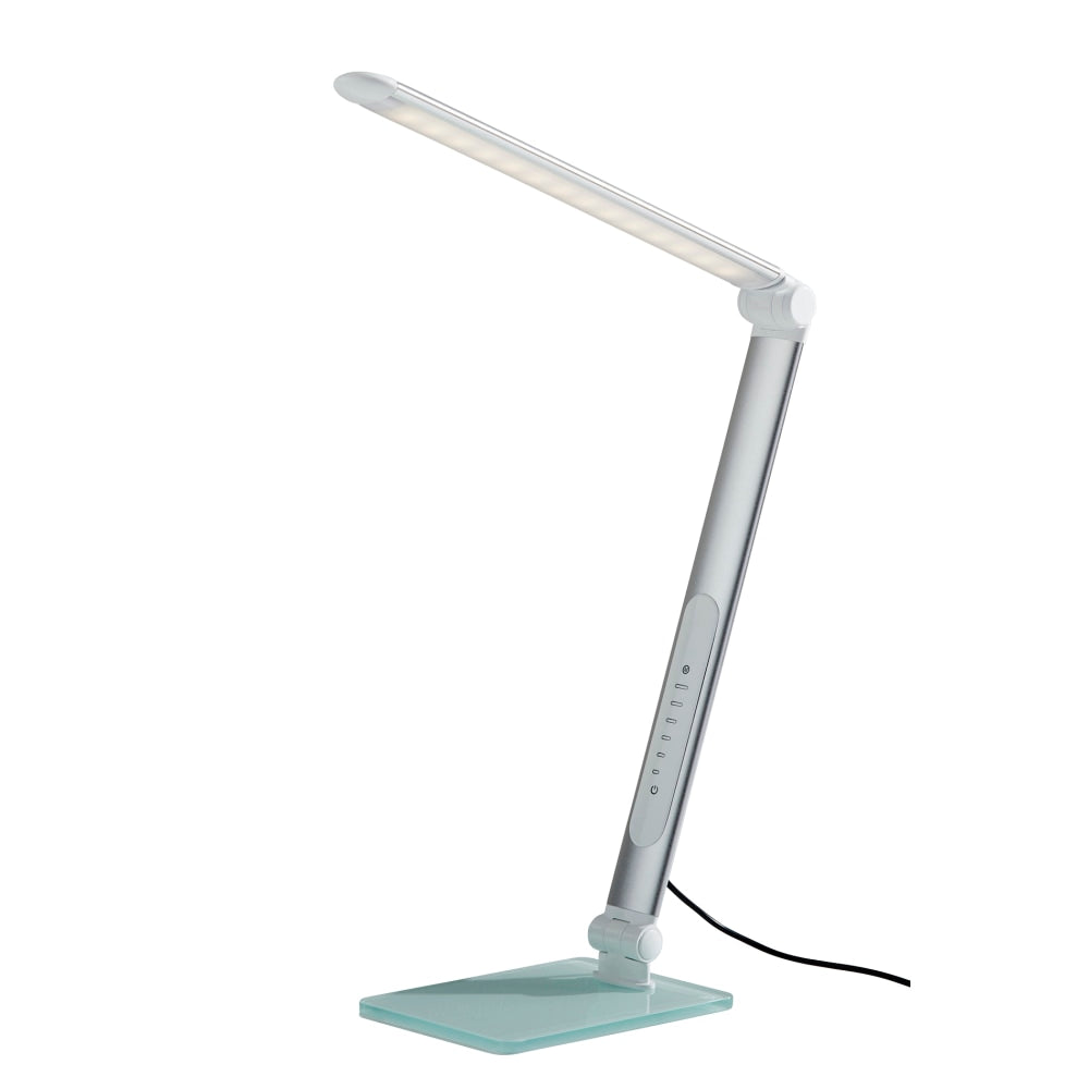 Adesso Simplee Douglas LED Desk Lamp, 24inH, Matte Silver Shade/Frosted Base