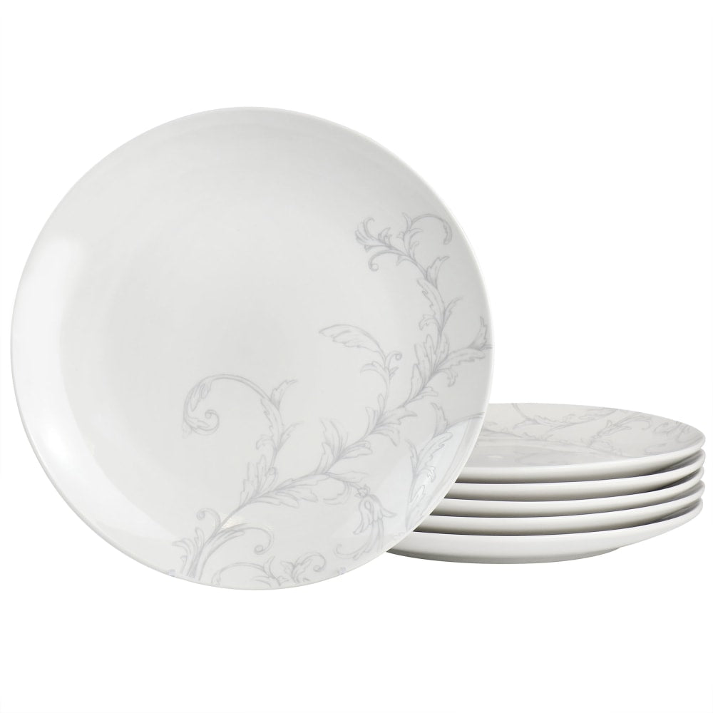 Martha Stewart Fine Ceramic 6-Piece Decorated Dinner Plates, 10-1/2in, White
