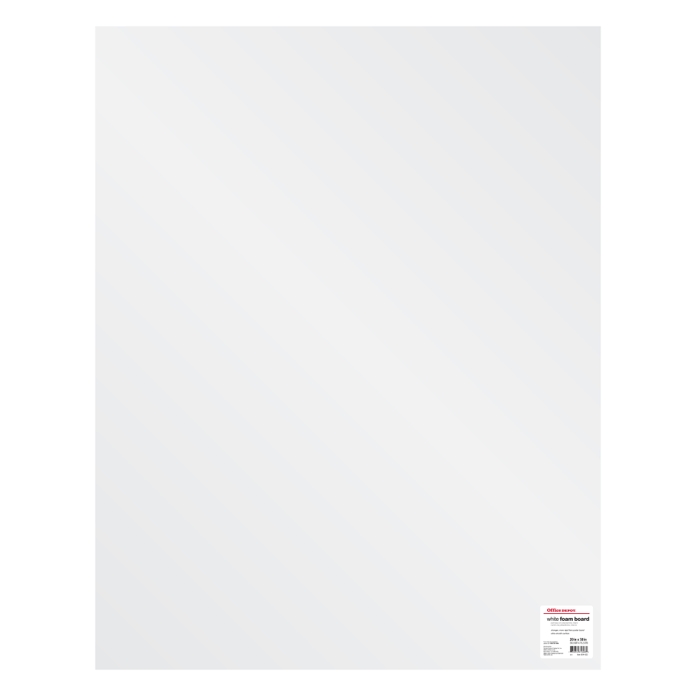 Office Depot Brand Foam Board, 20in x 30in, White