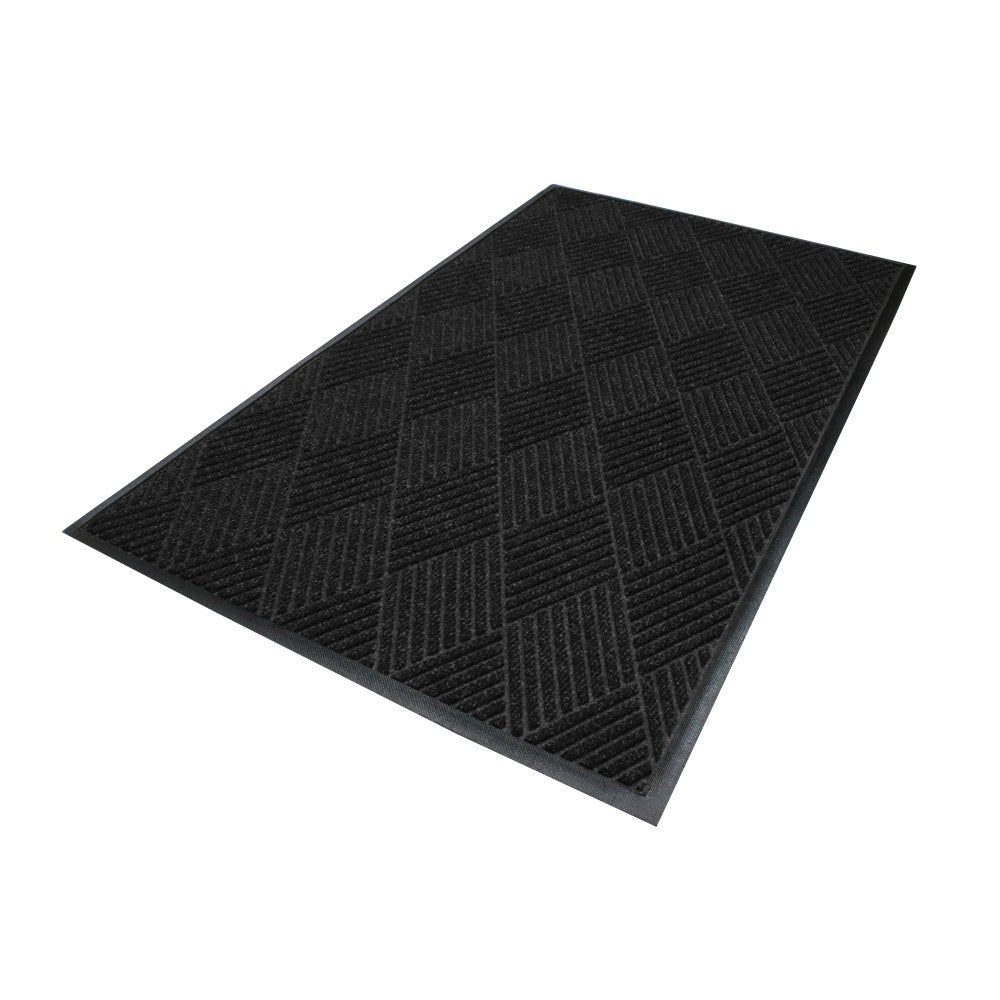 M+A Matting Waterhog Max Diamond Classic Floor Mat, 4ftH x 6ftW, Black Smoke