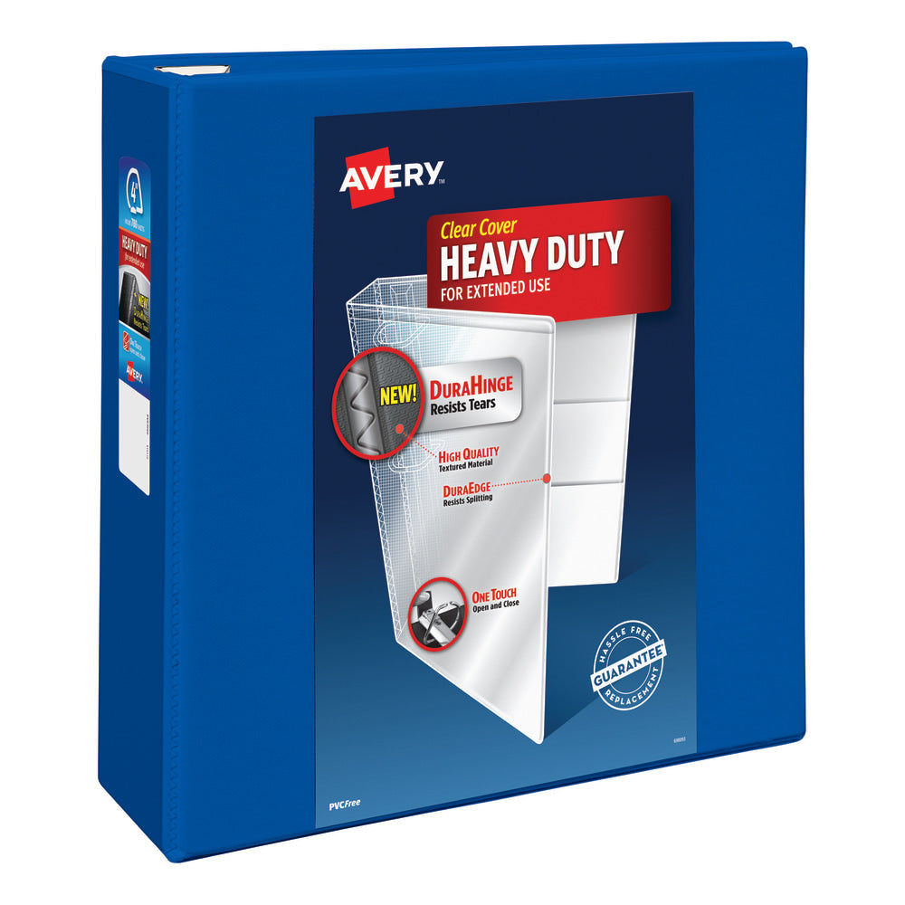 Avery Heavy-Duty View 3-Ring Binder With Locking One-Touch EZD Rings, 4in D-Rings, 43% Recycled, Pacific Blue