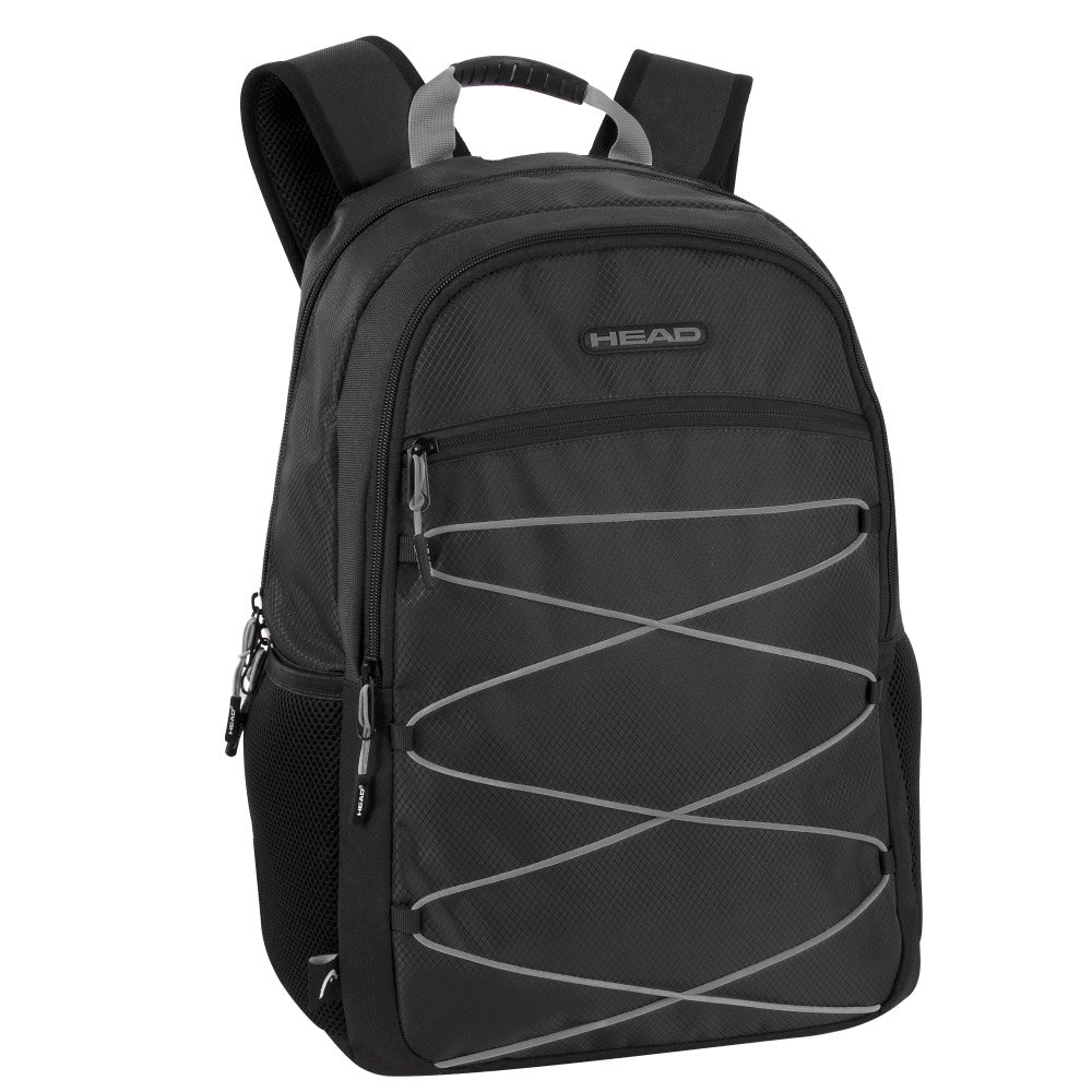HEAD Bungee Double Section Backpack With 17in Laptop Pocket, Black