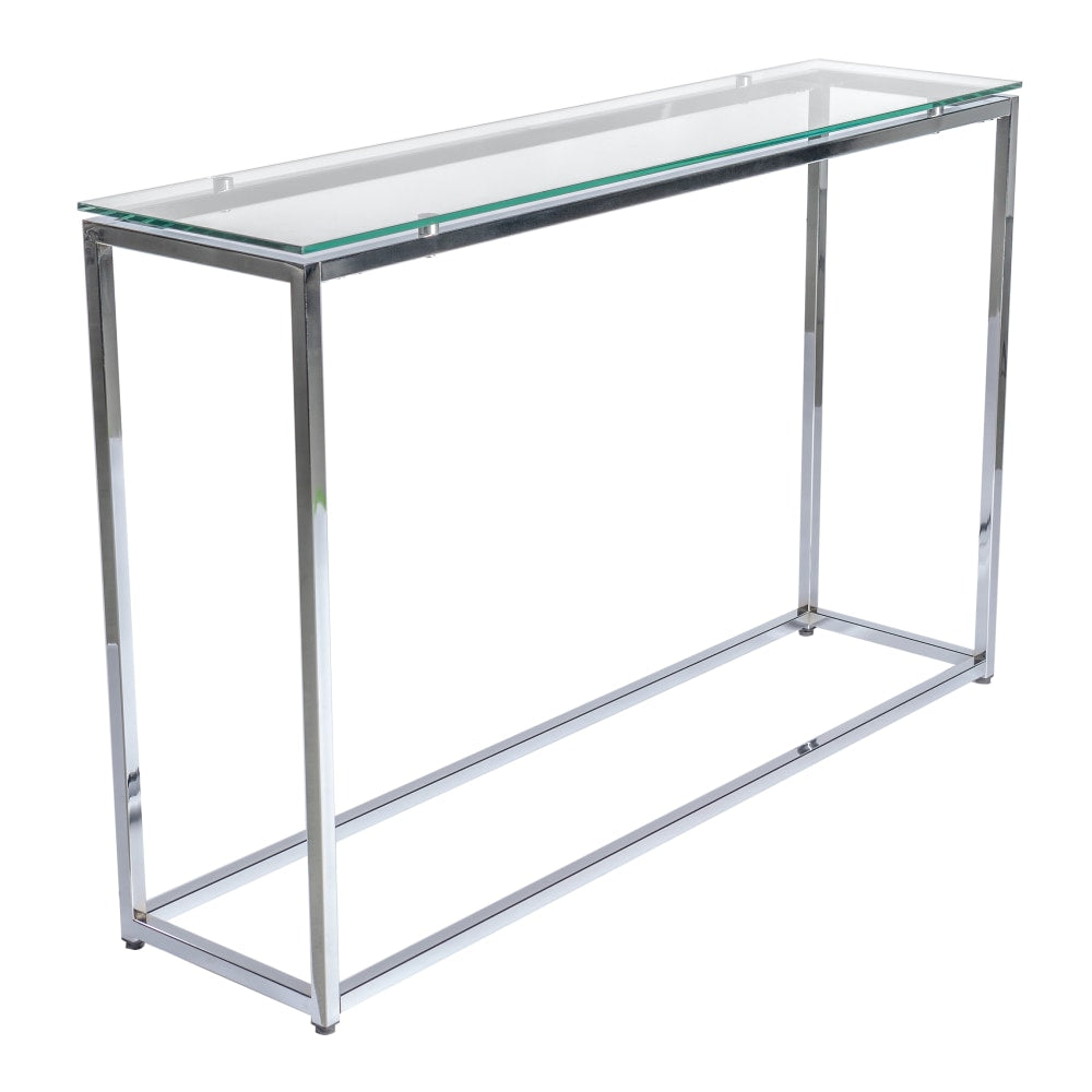 Eurostyle Sandor Console Table, 30-1/3inH x 47-1/3inW x 11-4/5inD, Chrome/Clear