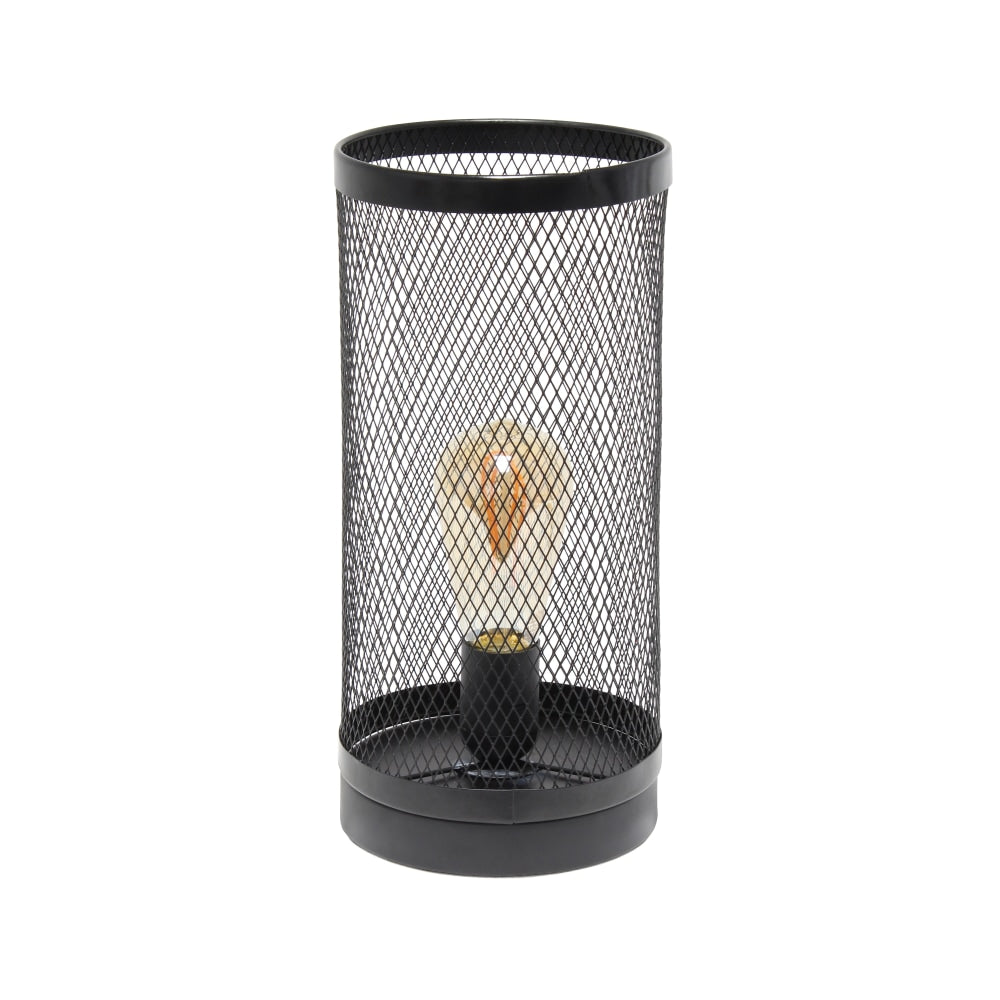 Simple Designs Cylindrical Mesh Table Lamp, 12-3/4inH, Black
