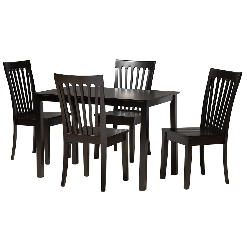 Baxton Studio Erion 5-Piece Dining Set, Dark Brown