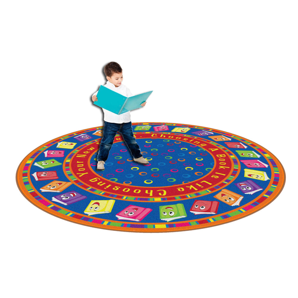 Flagship Carpets Circle Time Books Rug, Round, 6ft, Bright