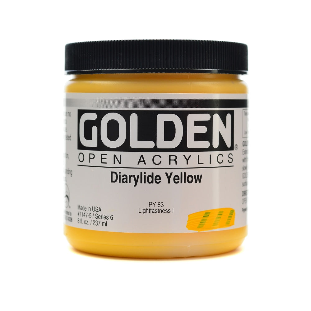 Golden OPEN Acrylic Paint, 8 Oz Jar, Diarylide Yellow