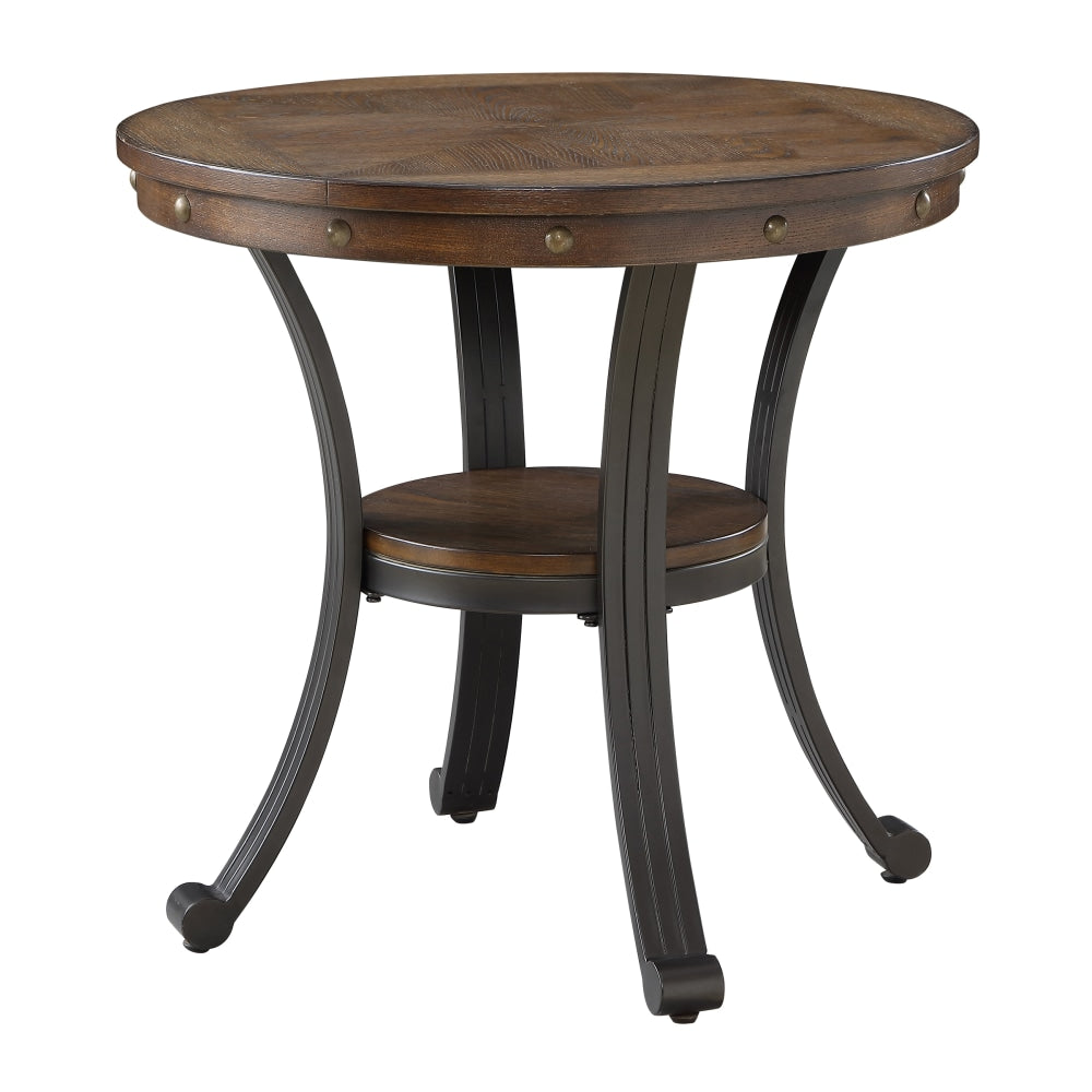 Powell Vinessa Round Side Table, 23inH x 24inW x 24inD, Rustic Umber