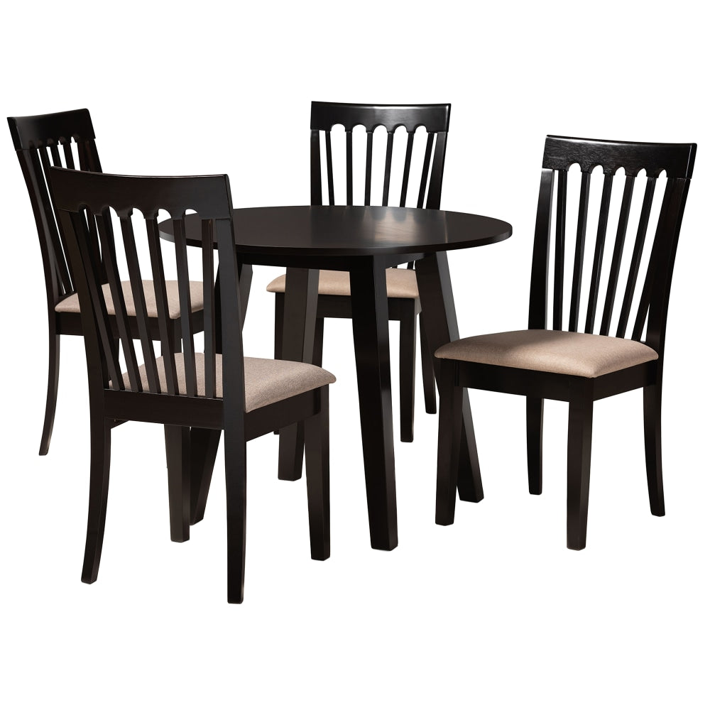 Baxton Studio Maisie Dining Set, 29-15/16inH x 35-7/16inW x 35-7/16inD, Sand/Dark Brown