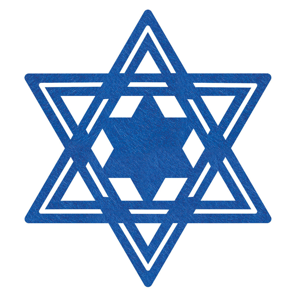 Amscan Hanukkah Star of David Felt Placemats, 16-1/2in, Blue, Pack Of 5 Placemats
