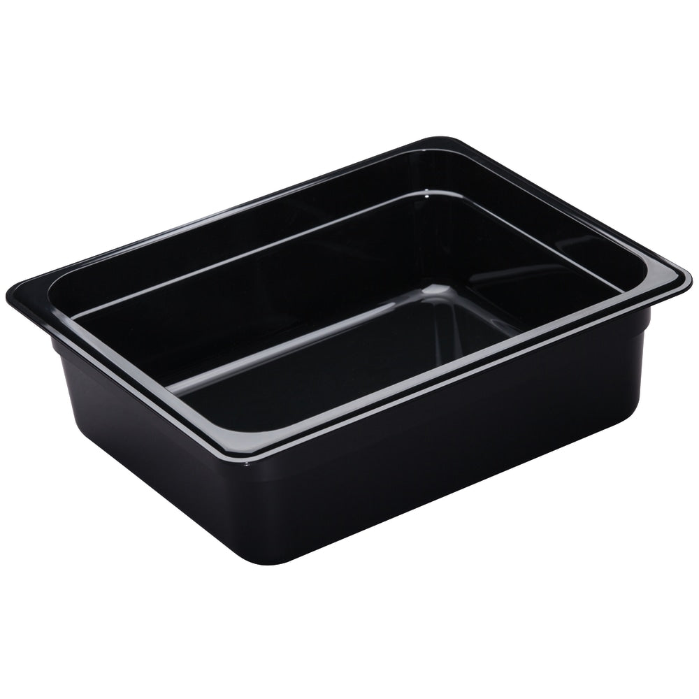Cambro Camwear GN 1/2 Size 4in Food Pans, 4inH x 10-1/2inW x 12-3/4inD, Black, Set Of 6 Pans