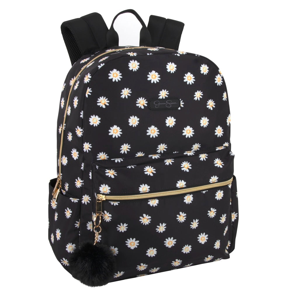 Jessica Simpson Daisy Pom-Pom Travel Backpack With 15in Laptop Pocket, Black