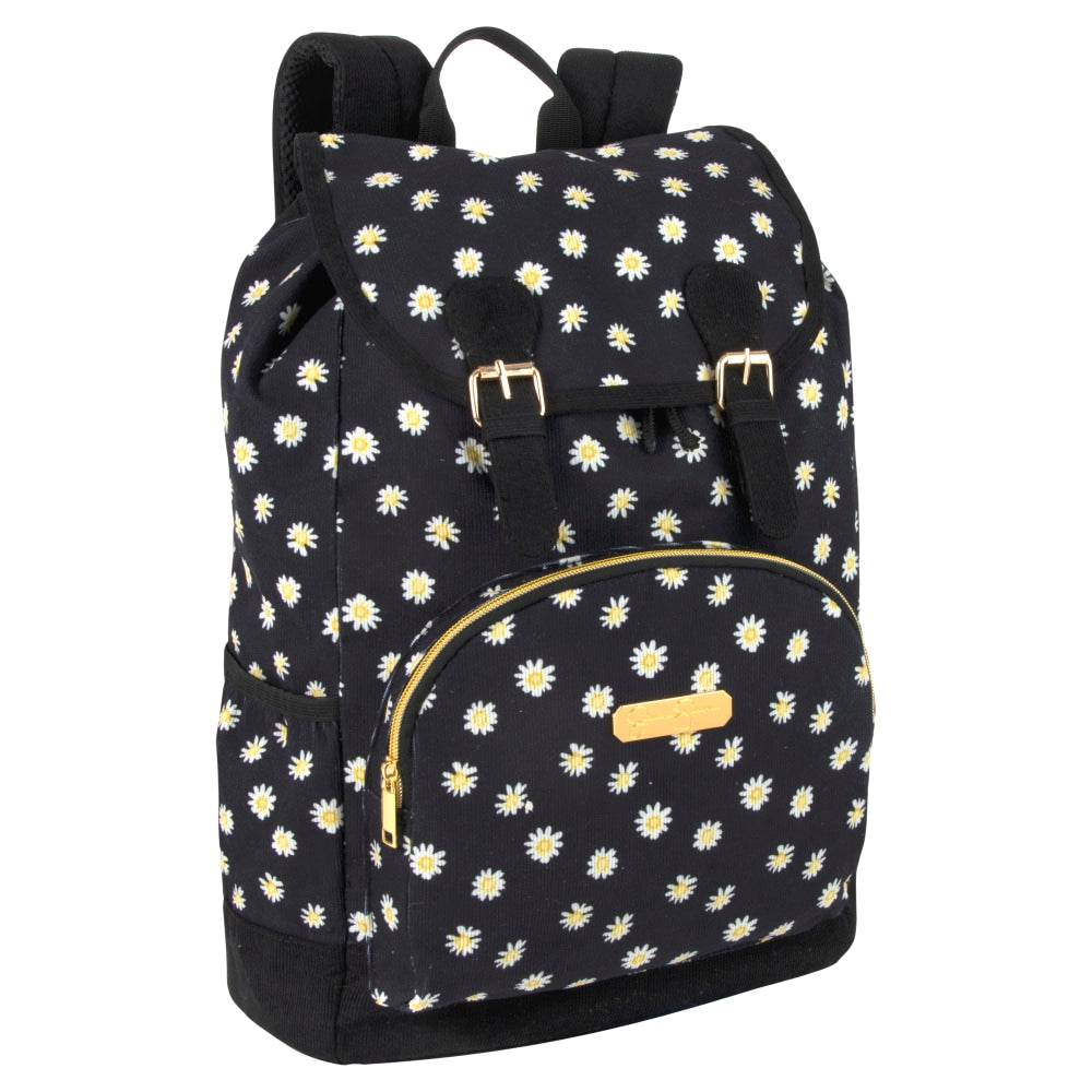 Jessica Simpson Daisy Drawstring Travel Backpack With 15in Laptop Pocket, Black