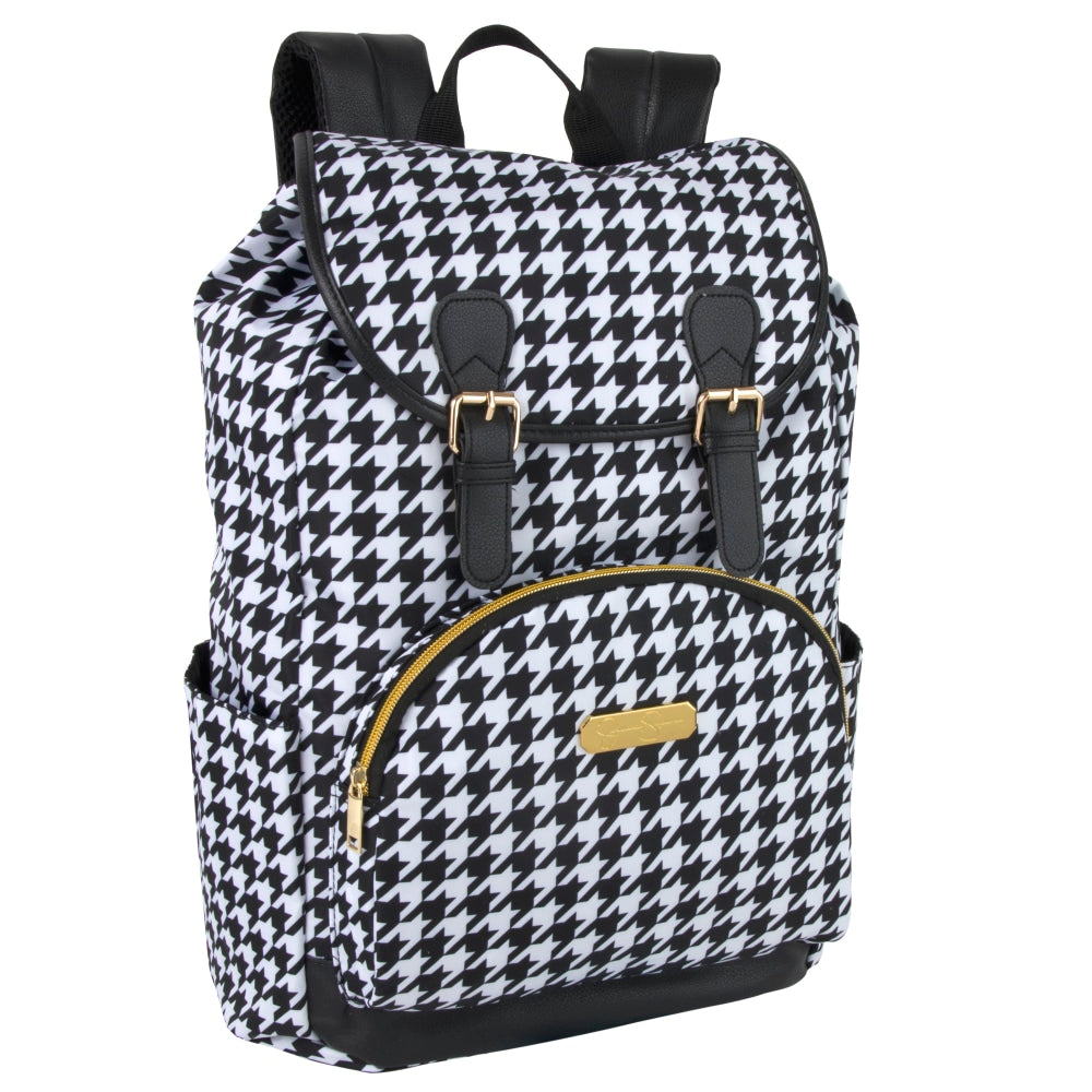 Jessica Simpson Drawstring Travel Backpack With 15in Laptop Pocket, Houndstooth