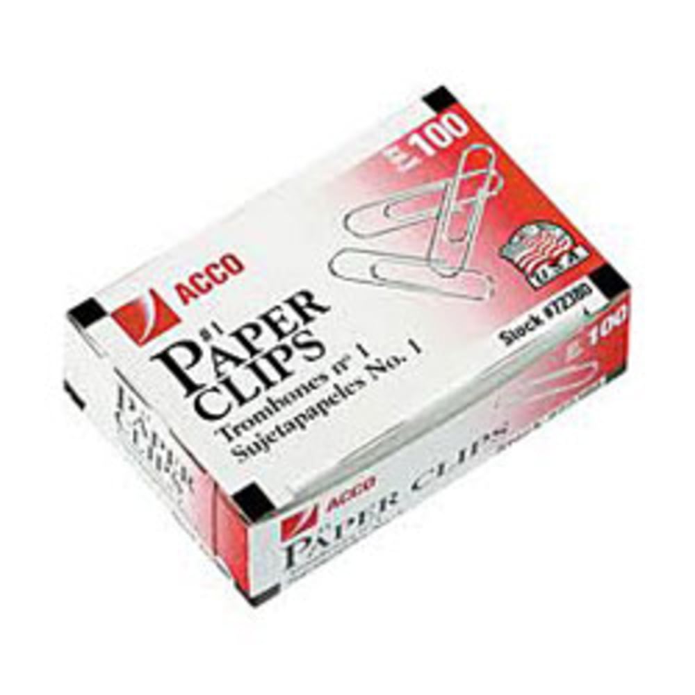 ACCO Economy Paper Clips, 1000 Total, Silver, 100 Per Box, Pack Of 10 Boxes