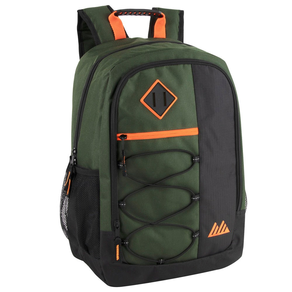 Summit Ridge Bungee Backpack With 17in Laptop Pocket, Green