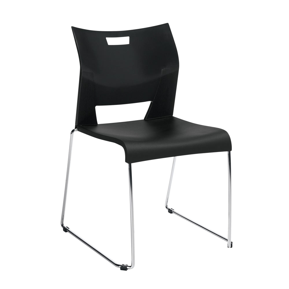 Global Duet Stacking Chairs, 33 1/4inH x 22 3/4inW x 20 3/4inD, Asphalt Night/Chrome