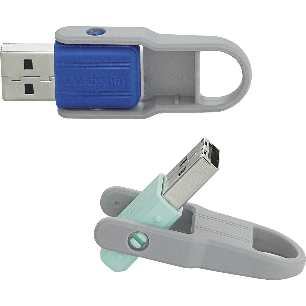 Verbatim 32GB Store "n Flip USB Flash Drive - 2pk - Blue, Mint - 32GB - 2pk - Blue, Mint