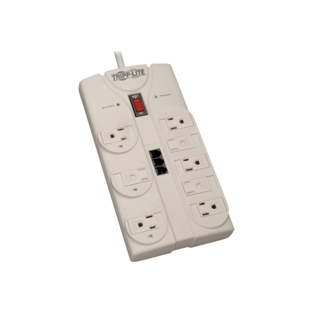 Tripp Lite Surge Protector Power Strip 120V 5-15R 8 Outlet RJ11 8ft Cord 2160 Joule - Surge protector - 15 A - AC 120 V - output connectors: 8 - attractive gray