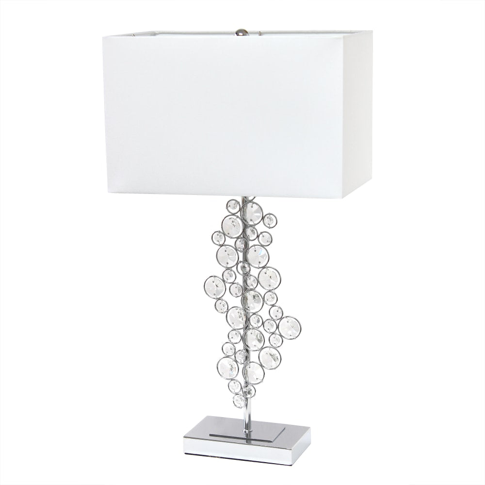 Lalia Home Lumiluxxe Crystal Glitz And Glam Table Lamp, 26-1/4inH, White/Chrome