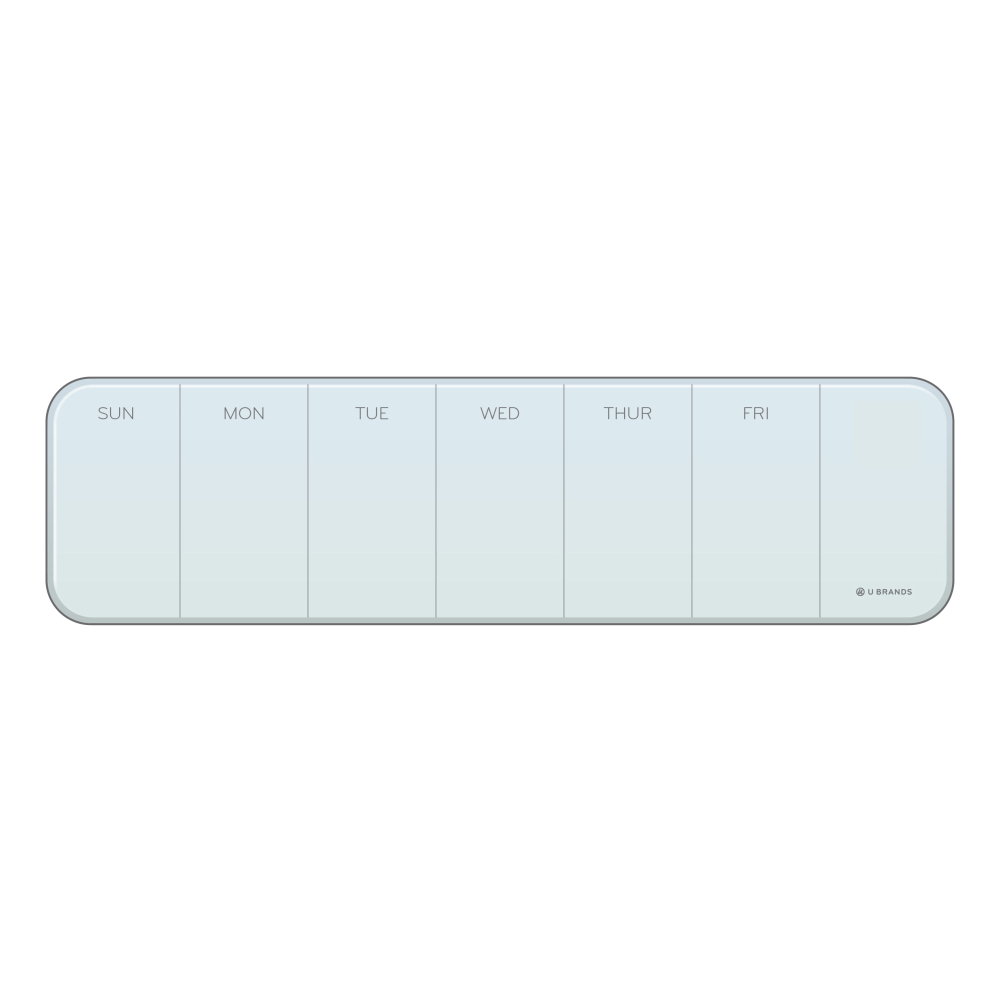 U Brands Frameless Magnetic Cubicle/Wall Glass Dry-Erase Weekly Calendar Board, 20in X 5-1/2in, Frosted White
