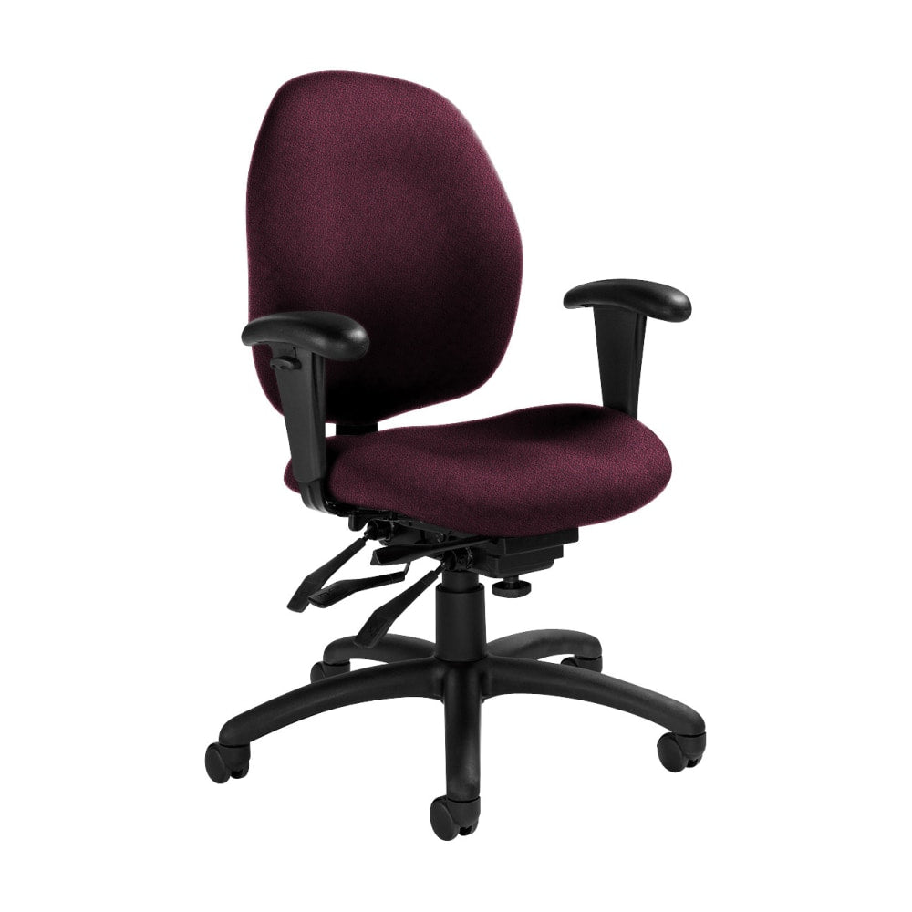 Global Malaga Multi-Tilter Chair, Mid-Back, 37inH x 26inW x 24inD, Vermilion/Black