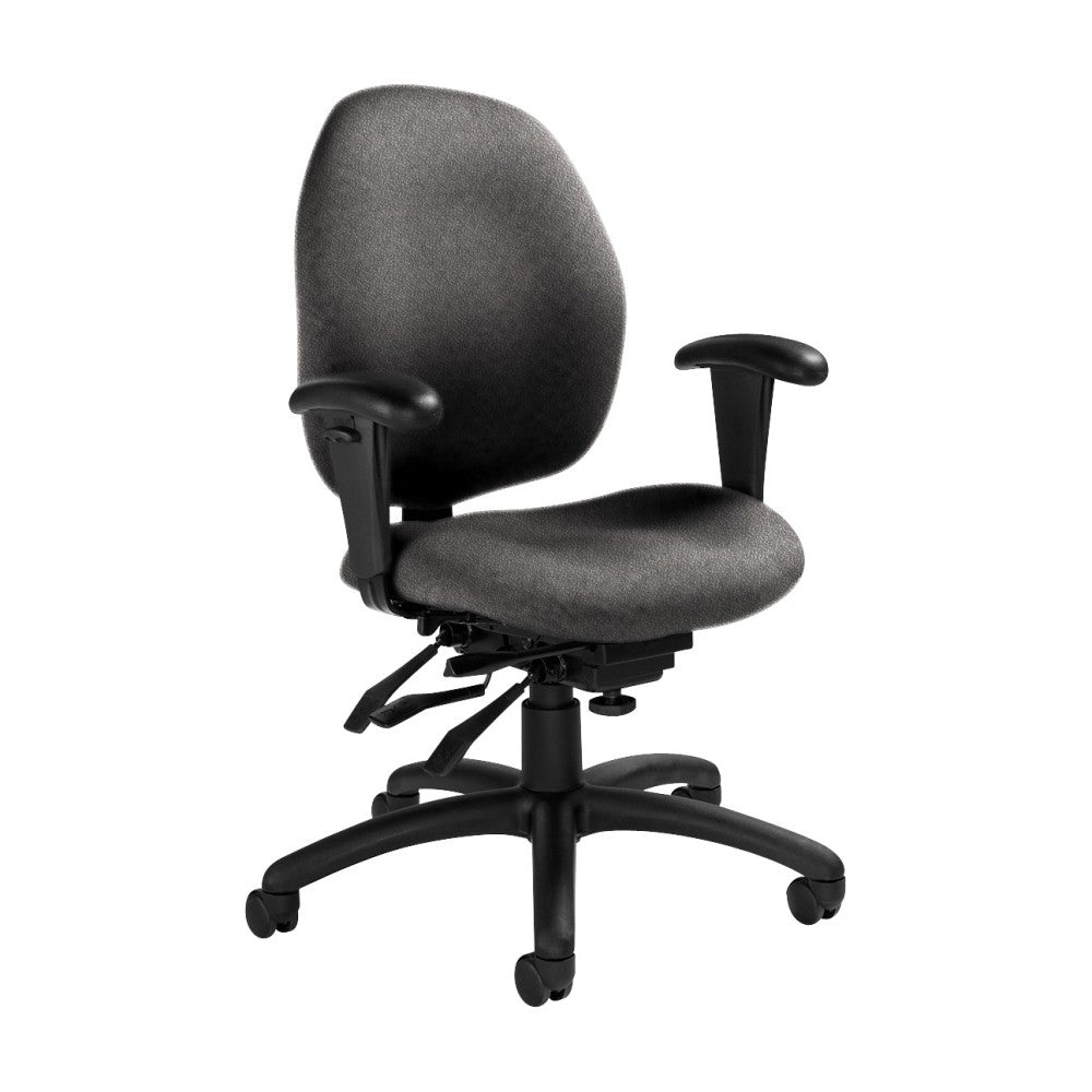 Global Malaga Multi-Tilter Chair, Mid-Back, 37inH x 26inW x 24inD, Slate/Black