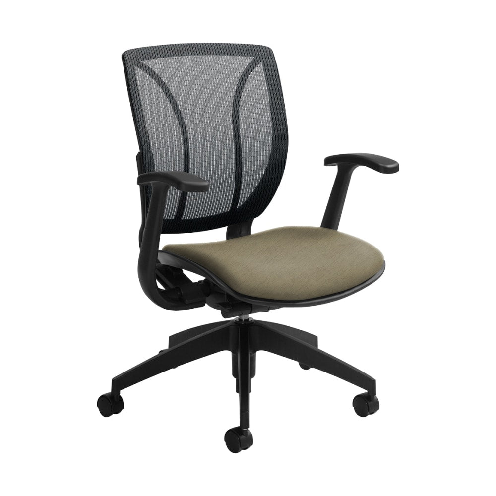 Global Roma Mesh Mid-Back Chair, 38inH x 25 1/2inW x 23 1/2inD, Sandcastle/Black