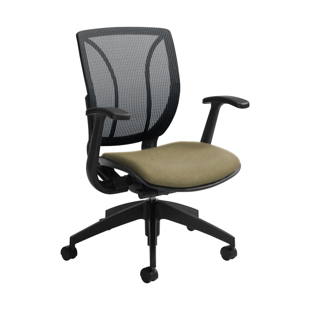 Global Roma Mesh Mid-Back Chair, 38inH x 25 1/2inW x 23 1/2inD, Beach Day/Black