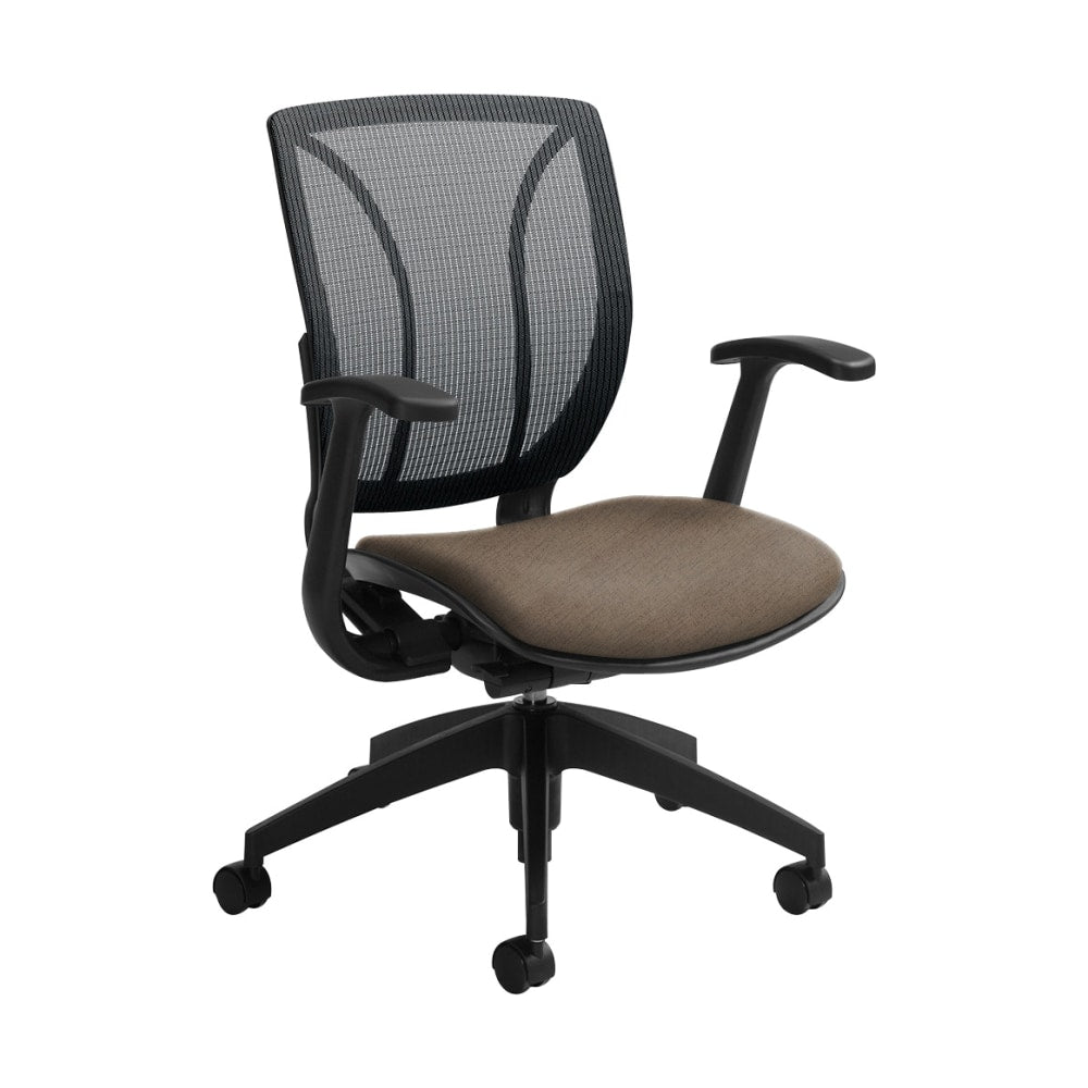 Global Roma Mesh Mid-Back Chair, 38inH x 25 1/2inW x 23 1/2inD, Earth/Black