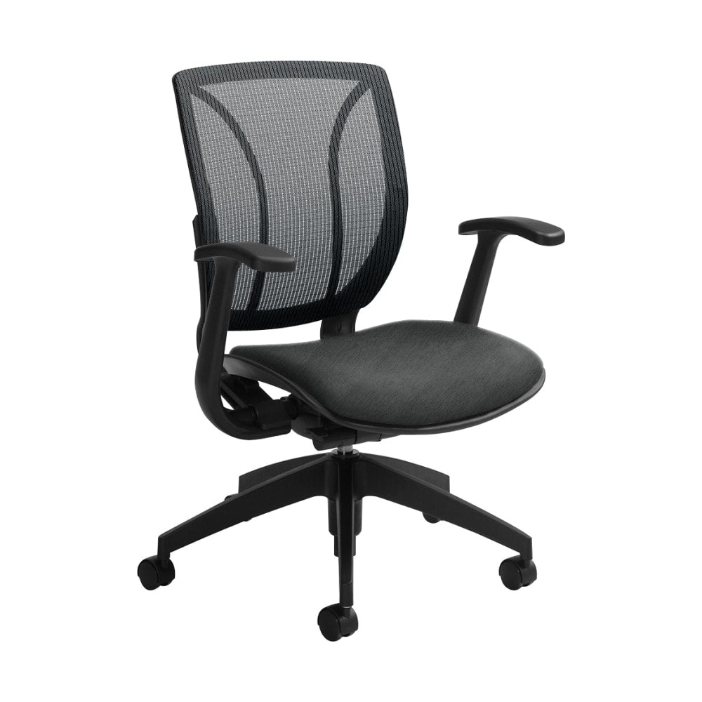 Global Roma Mesh Mid-Back Chair, 38inH x 25 1/2inW x 23 1/2inD, Granite Rock/Black