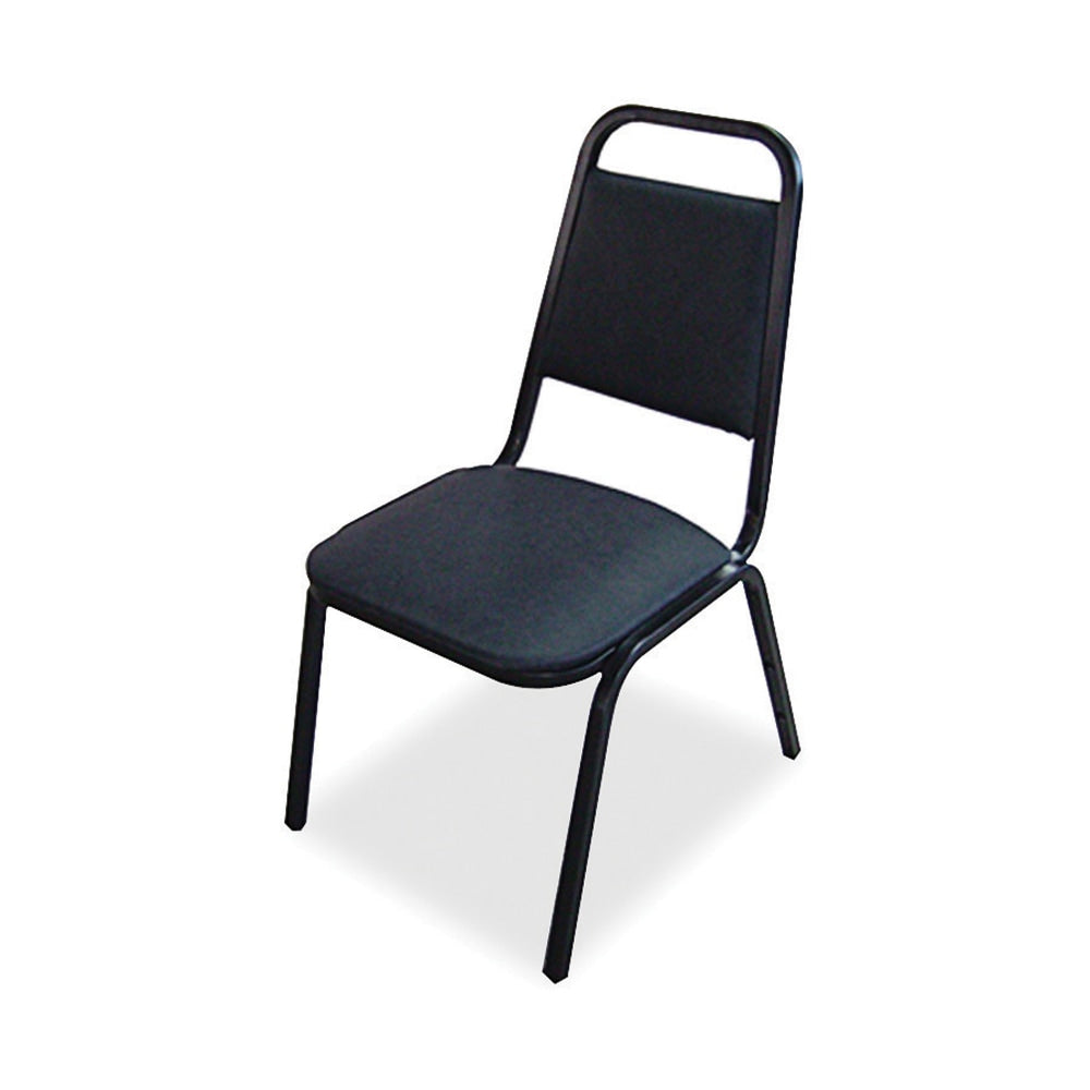 Lorell Banquet Stack Chair, Vinyl, Black, Set Of 4
