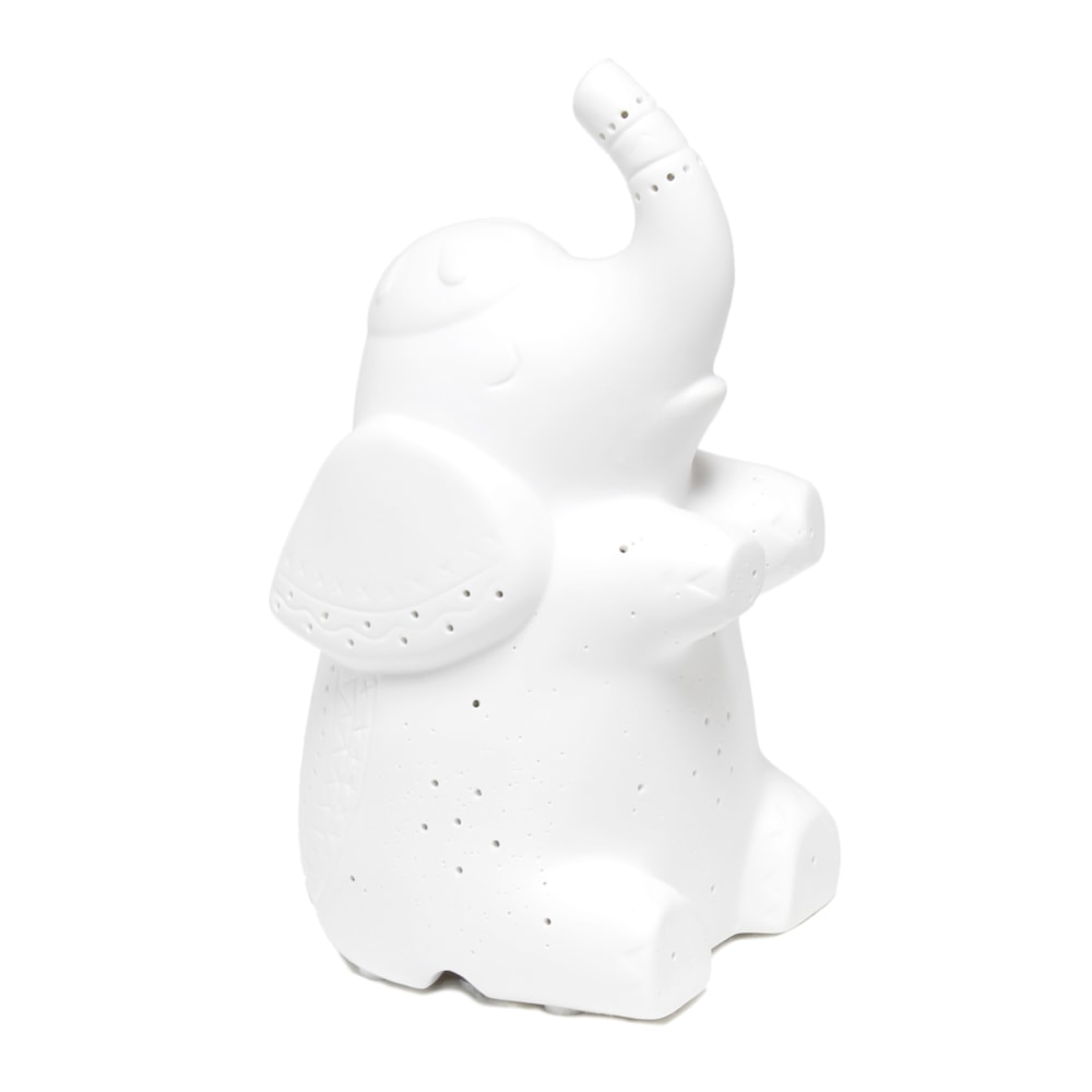 Simple Designs Porcelain Elephant-Shaped Table Lamp, 8-3/16inH, White