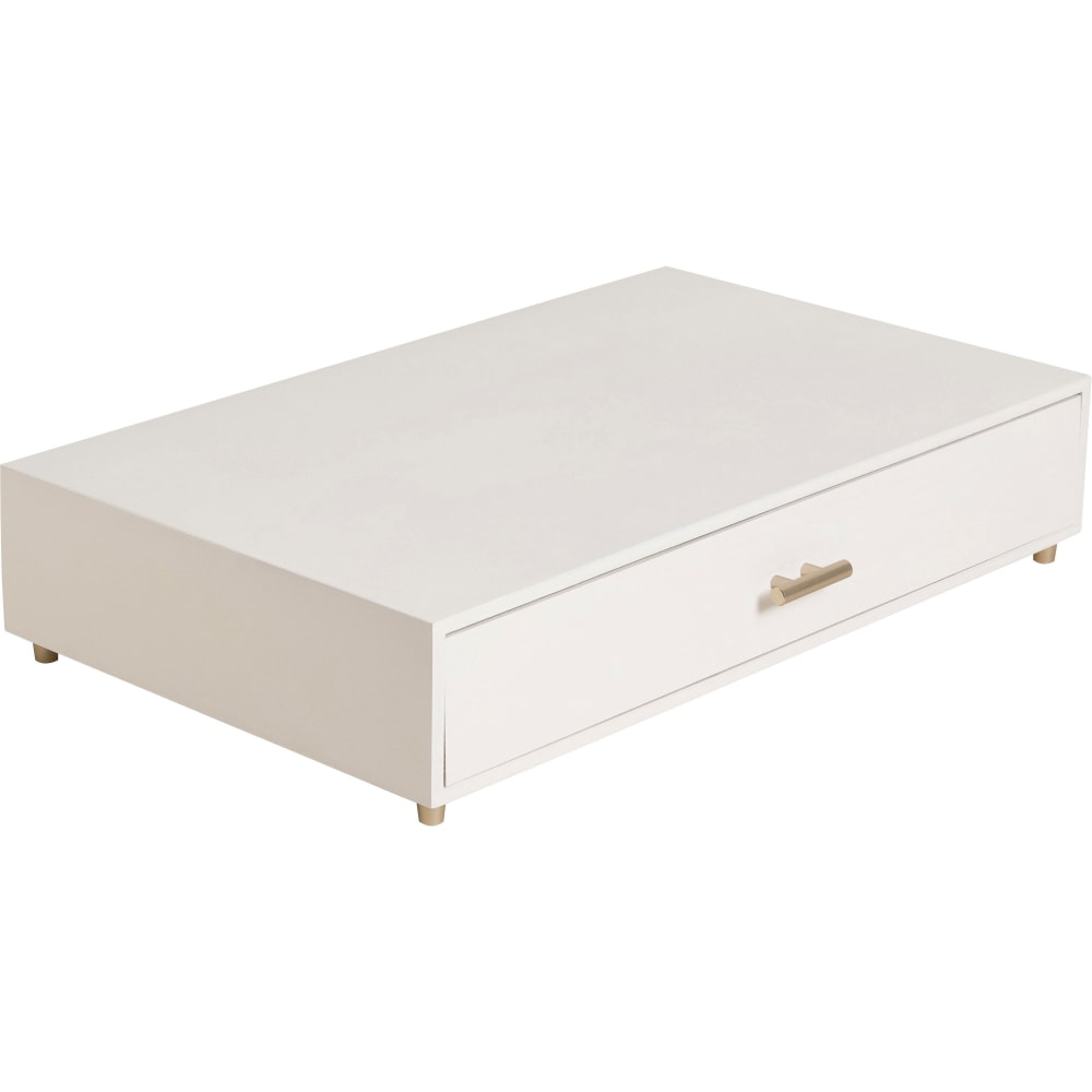 U Brands Juliet Collection Monitor Stand - 20 lb Load Capacity - 16.5in Height x 10.3in Width x 3.5in Depth - Desktop, Table - Pine Wood, Brass - White