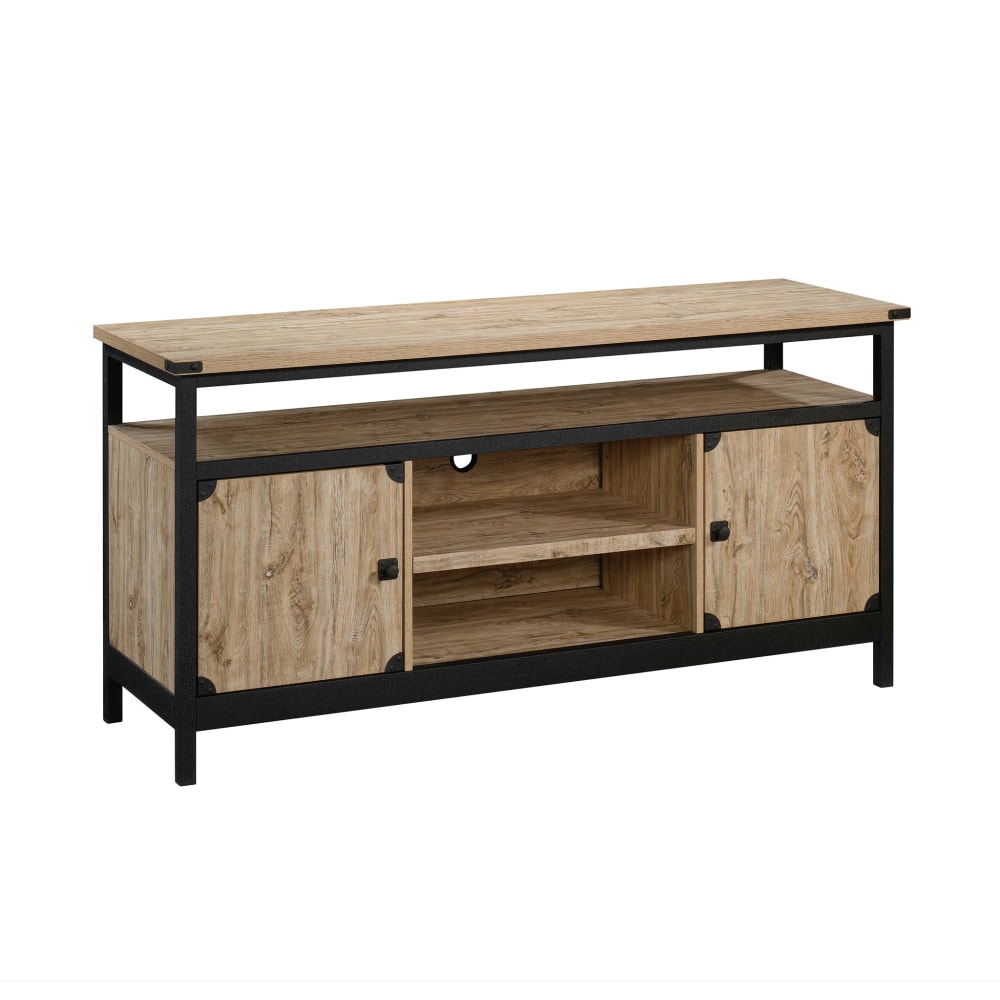 Sauder Steel River Credenza Entertainment Center, 29-3/4inH x 60-1/4inW x 19-1/8inD, Milled Mesquite