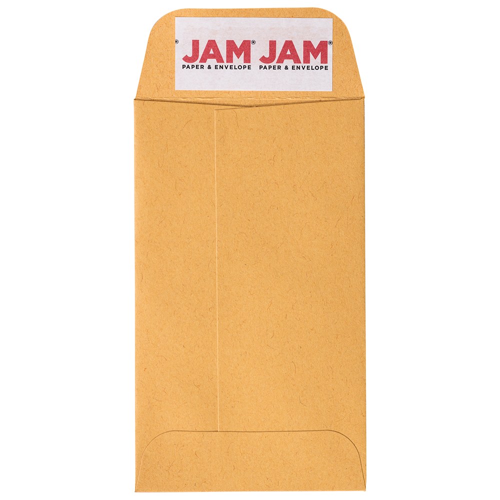 JAM Paper Coin Envelopes, #3, Peel & Seal, Brown, Pack Of 50 Envelopes